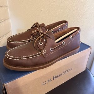 GHBass & Company Womens Cast-Off Dark Brown Leather Boat Shoe Size 8 1/2 M